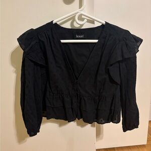 Kourtney Black Cropped Long Sleeve Top